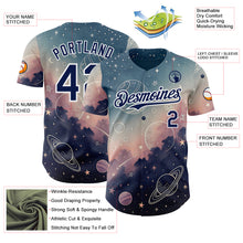 Laden Sie das Bild in den Galerie-Viewer, Custom Blue Navy Light Pink-White Galaxy Star Nebula Authentic Baseball Jersey