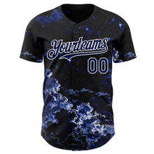Load image into Gallery viewer, Custom Black Navy-White Galaxy Star Nebula Authentic Baseball Jersey