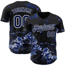 Load image into Gallery viewer, Custom Black Navy-White Galaxy Star Nebula Authentic Baseball Jersey