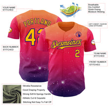 Charger l'image dans la galerie, Custom Orange Gold Red-Dark Purple Galaxy Star Gradient Authentic Baseball Jersey