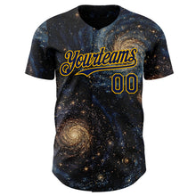 Загрузить изображение в средство просмотра галереи, Custom Black Navy-Gold Galaxy Star Authentic Baseball Jersey