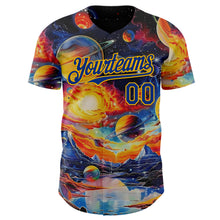 Загрузить изображение в средство просмотра галереи, Custom Black Royal-Gold Galaxy Star Nebula Authentic Baseball Jersey