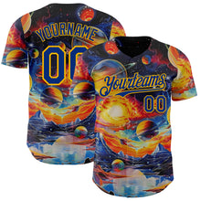 Загрузить изображение в средство просмотра галереи, Custom Black Royal-Gold Galaxy Star Nebula Authentic Baseball Jersey