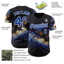 Load image into Gallery viewer, Custom Black Royal-White Galaxy Star Nebula Authentic Baseball Jersey