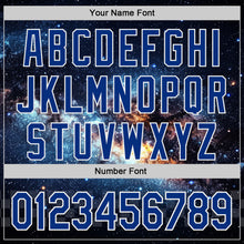 Load image into Gallery viewer, Custom Black Royal-White Galaxy Star Nebula Authentic Baseball Jersey