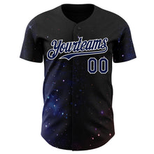 Загрузить изображение в средство просмотра галереи, Custom Black Navy-White Galaxy Star Authentic Baseball Jersey
