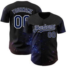 Загрузить изображение в средство просмотра галереи, Custom Black Navy-White Galaxy Star Authentic Baseball Jersey