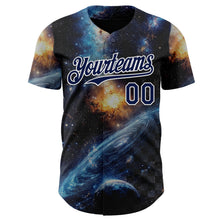Загрузить изображение в средство просмотра галереи, Custom Black Navy-White Galaxy Star Nebula Authentic Baseball Jersey