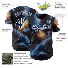 Загрузить изображение в средство просмотра галереи, Custom Black Navy-White Galaxy Star Nebula Authentic Baseball Jersey