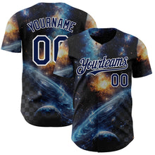 Загрузить изображение в средство просмотра галереи, Custom Black Navy-White Galaxy Star Nebula Authentic Baseball Jersey