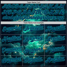 Загрузить изображение в средство просмотра галереи, Custom Navy-Aqua Galaxy Star Nebula Authentic Baseball Jersey