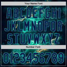 Загрузить изображение в средство просмотра галереи, Custom Navy-Aqua Galaxy Star Nebula Authentic Baseball Jersey