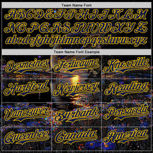 Загрузить изображение в средство просмотра галереи, Custom Black Navy-Yellow Galaxy Star Authentic Baseball Jersey
