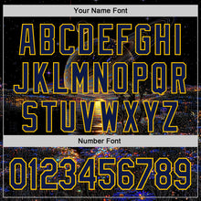 Загрузить изображение в средство просмотра галереи, Custom Black Navy-Yellow Galaxy Star Authentic Baseball Jersey
