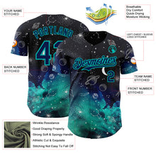 Загрузить изображение в средство просмотра галереи, Custom Black Navy-Aqua Galaxy Star Authentic Baseball Jersey