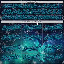 Загрузить изображение в средство просмотра галереи, Custom Black Navy-Aqua Galaxy Star Authentic Baseball Jersey