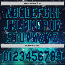 Загрузить изображение в средство просмотра галереи, Custom Black Navy-Aqua Galaxy Star Authentic Baseball Jersey