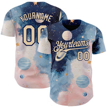 Charger l'image dans la galerie, Custom Blue City Cream Light Pink-Navy Galaxy Star Nebula Authentic Baseball Jersey