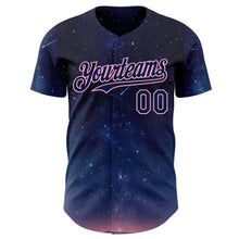 Загрузить изображение в средство просмотра галереи, Custom Navy-Light Pink Galaxy Star Authentic Baseball Jersey