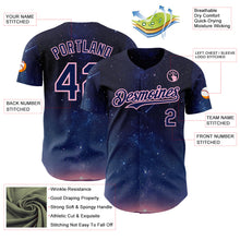 Загрузить изображение в средство просмотра галереи, Custom Navy-Light Pink Galaxy Star Authentic Baseball Jersey