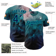 Загрузить изображение в средство просмотра галереи, Custom Green Navy-Aqua Galaxy Star Nebula Authentic Baseball Jersey