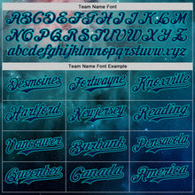 Загрузить изображение в средство просмотра галереи, Custom Green Navy-Aqua Galaxy Star Nebula Authentic Baseball Jersey