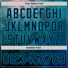 Загрузить изображение в средство просмотра галереи, Custom Green Navy-Aqua Galaxy Star Nebula Authentic Baseball Jersey