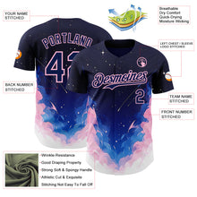 Загрузить изображение в средство просмотра галереи, Custom Navy Blue-Light Pink Galaxy Star Nebula Authentic Baseball Jersey