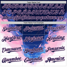 Загрузить изображение в средство просмотра галереи, Custom Navy Blue-Light Pink Galaxy Star Nebula Authentic Baseball Jersey