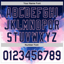 Загрузить изображение в средство просмотра галереи, Custom Navy Blue-Light Pink Galaxy Star Nebula Authentic Baseball Jersey