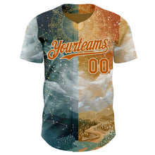 Загрузить изображение в средство просмотра галереи, Custom Yellow Texas Orange Gray-Cream Galaxy Star Nebula Authentic Baseball Jersey