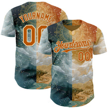 Загрузить изображение в средство просмотра галереи, Custom Yellow Texas Orange Gray-Cream Galaxy Star Nebula Authentic Baseball Jersey