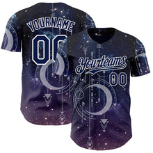 Загрузить изображение в средство просмотра галереи, Custom Dark Purple Navy-White Galaxy Star Authentic Baseball Jersey