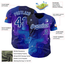 Загрузить изображение в средство просмотра галереи, Custom Blue Royal Purple-White Galaxy Star Nebula Authentic Baseball Jersey
