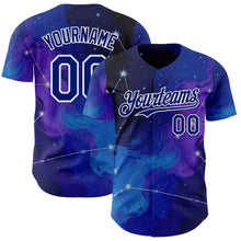 Загрузить изображение в средство просмотра галереи, Custom Blue Royal Purple-White Galaxy Star Nebula Authentic Baseball Jersey