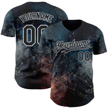 Charger l'image dans la galerie, Custom Navy Black-Silver Galaxy Star Nebula Authentic Baseball Jersey