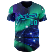 Загрузить изображение в средство просмотра галереи, Custom Blue Aqua-Dark Purple Galaxy Star Authentic Baseball Jersey