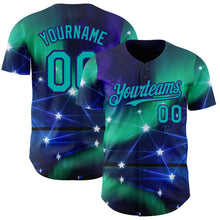 Загрузить изображение в средство просмотра галереи, Custom Blue Aqua-Dark Purple Galaxy Star Authentic Baseball Jersey