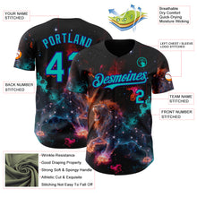 Загрузить изображение в средство просмотра галереи, Custom Black Aqua-Dark Purple Galaxy Star Leo Authentic Baseball Jersey