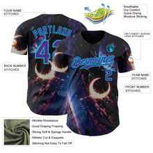 Load image into Gallery viewer, Custom Black Purple-Lakes Blue Galaxy Star Moon Nebula Authentic Baseball Jersey