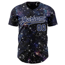 Загрузить изображение в средство просмотра галереи, Custom Navy-White Galaxy Star Nebula Authentic Baseball Jersey