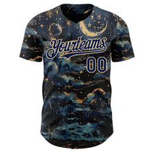 Загрузить изображение в средство просмотра галереи, Custom Navy-Cream Galaxy Star Nebula Authentic Baseball Jersey