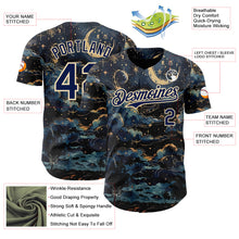 Загрузить изображение в средство просмотра галереи, Custom Navy-Cream Galaxy Star Nebula Authentic Baseball Jersey