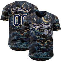 Загрузить изображение в средство просмотра галереи, Custom Navy-Cream Galaxy Star Nebula Authentic Baseball Jersey