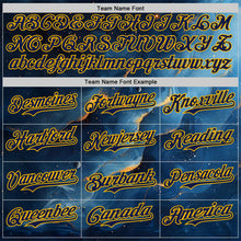 Laden Sie das Bild in den Galerie-Viewer, Custom Black Navy-Gold Galaxy Star Nebula Authentic Baseball Jersey
