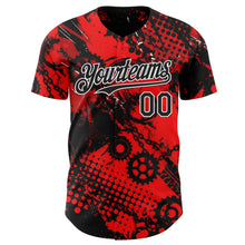 Load image into Gallery viewer, Custom Red Black-White 3D Pattern Design Motorcycle Motocross Halftone Dot Authentic Baseball Jersey
