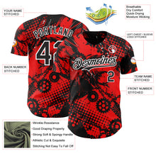 Load image into Gallery viewer, Custom Red Black-White 3D Pattern Design Motorcycle Motocross Halftone Dot Authentic Baseball Jersey