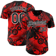 Load image into Gallery viewer, Custom Red Black-White 3D Pattern Design Motorcycle Motocross Halftone Dot Authentic Baseball Jersey