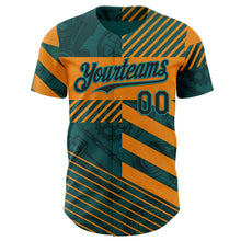 Laden Sie das Bild in den Galerie-Viewer, Custom Teal Black-Orange 3D Pattern Design Motorcycle Motocross Stripe Authentic Baseball Jersey