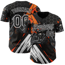 Laden Sie das Bild in den Galerie-Viewer, Custom Black Orange Gray-White 3D Pattern Design Motorcycle Motocross Skull Authentic Baseball Jersey
